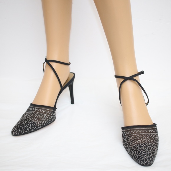 Yves Saint Laurent Sparkly Mesh Pointed Toe Heels - Picture 6 of 8